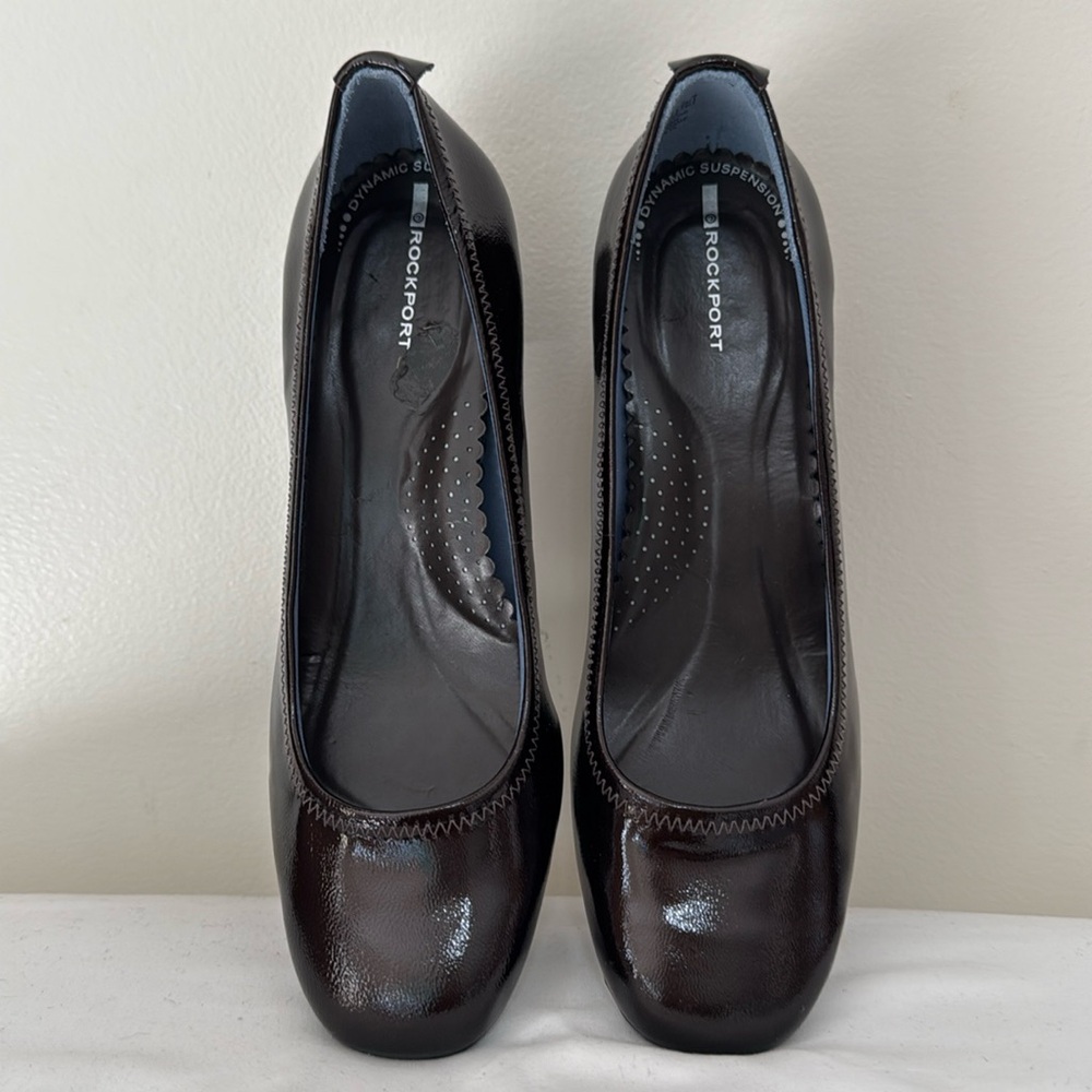 Rockport brown leather block heel pump in size 7